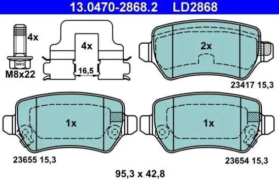 Bremsbelagsatz, Scheibenbremse ATE 13.0470-2868.2 Bild Bremsbelagsatz, Scheibenbremse ATE 13.0470-2868.2