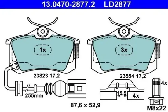 Bremsbelagsatz, Scheibenbremse ATE 13.0470-2877.2 Bild Bremsbelagsatz, Scheibenbremse ATE 13.0470-2877.2