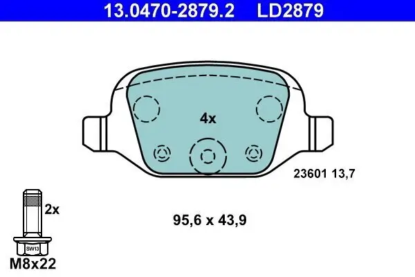 Bremsbelagsatz, Scheibenbremse ATE 13.0470-2879.2