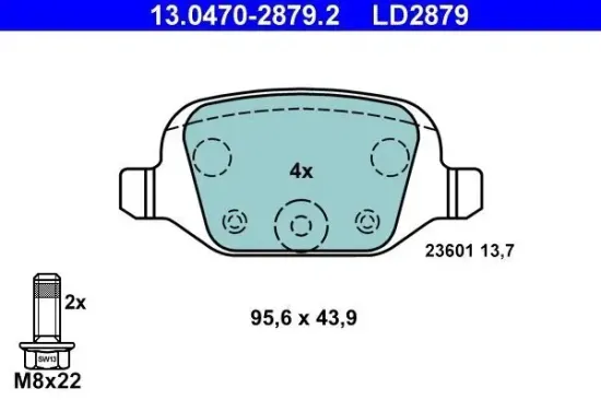 Bremsbelagsatz, Scheibenbremse ATE 13.0470-2879.2 Bild Bremsbelagsatz, Scheibenbremse ATE 13.0470-2879.2