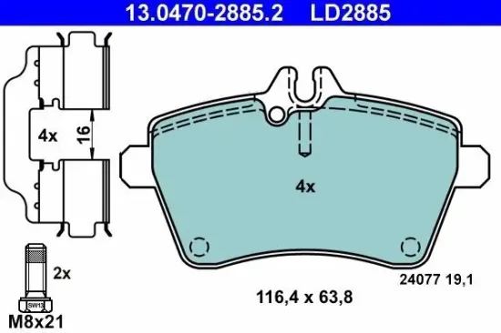 Bremsbelagsatz, Scheibenbremse ATE 13.0470-2885.2 Bild Bremsbelagsatz, Scheibenbremse ATE 13.0470-2885.2