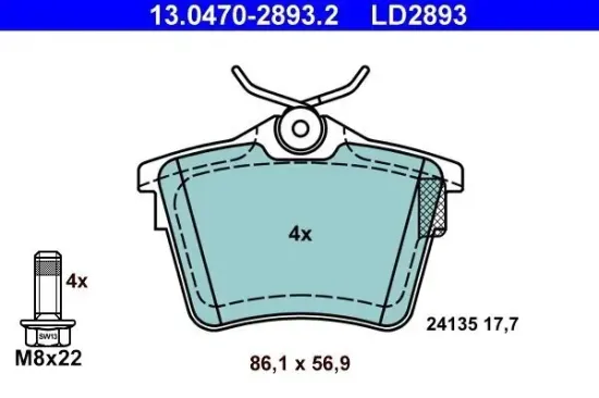 Bremsbelagsatz, Scheibenbremse ATE 13.0470-2893.2 Bild Bremsbelagsatz, Scheibenbremse ATE 13.0470-2893.2