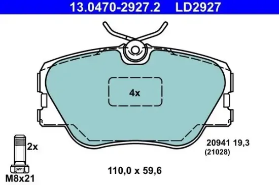 Bremsbelagsatz, Scheibenbremse ATE 13.0470-2927.2 Bild Bremsbelagsatz, Scheibenbremse ATE 13.0470-2927.2