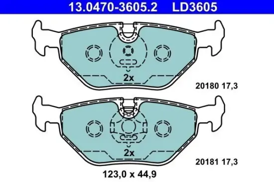 Bremsbelagsatz, Scheibenbremse Hinterachse ATE 13.0470-3605.2 Bild Bremsbelagsatz, Scheibenbremse Hinterachse ATE 13.0470-3605.2