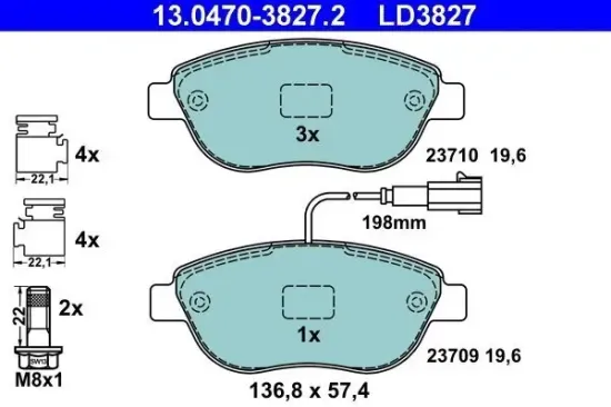 Bremsbelagsatz, Scheibenbremse ATE 13.0470-3827.2 Bild Bremsbelagsatz, Scheibenbremse ATE 13.0470-3827.2