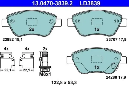 Bremsbelagsatz, Scheibenbremse ATE 13.0470-3839.2 Bild Bremsbelagsatz, Scheibenbremse ATE 13.0470-3839.2