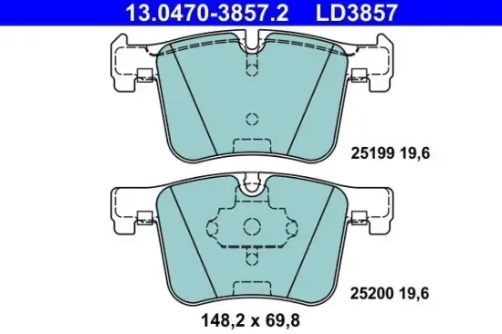 Bremsbelagsatz, Scheibenbremse Vorderachse ATE 13.0470-3857.2 Bild Bremsbelagsatz, Scheibenbremse Vorderachse ATE 13.0470-3857.2