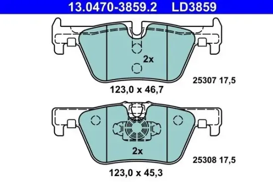 Bremsbelagsatz, Scheibenbremse Hinterachse ATE 13.0470-3859.2 Bild Bremsbelagsatz, Scheibenbremse Hinterachse ATE 13.0470-3859.2