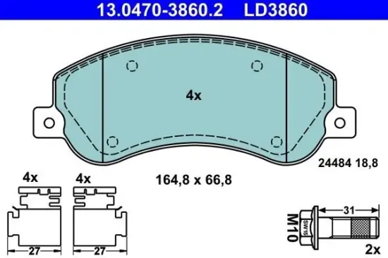 Bremsbelagsatz, Scheibenbremse ATE 13.0470-3860.2 Bild Bremsbelagsatz, Scheibenbremse ATE 13.0470-3860.2