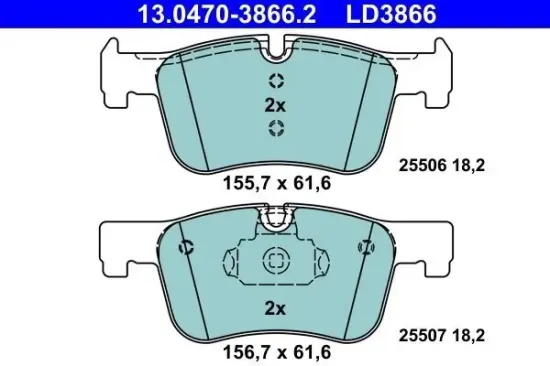 Bremsbelagsatz, Scheibenbremse Vorderachse ATE 13.0470-3866.2 Bild Bremsbelagsatz, Scheibenbremse Vorderachse ATE 13.0470-3866.2
