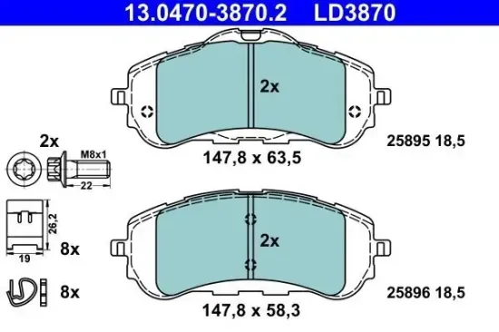 Bremsbelagsatz, Scheibenbremse ATE 13.0470-3870.2 Bild Bremsbelagsatz, Scheibenbremse ATE 13.0470-3870.2