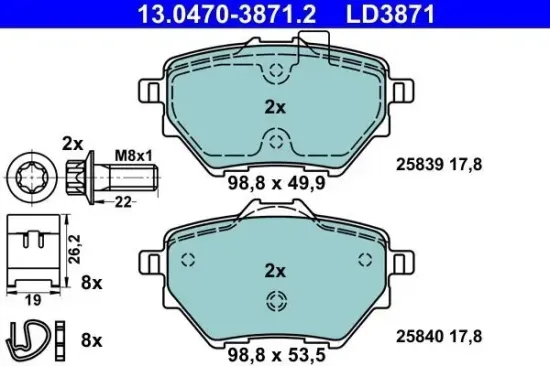 Bremsbelagsatz, Scheibenbremse ATE 13.0470-3871.2 Bild Bremsbelagsatz, Scheibenbremse ATE 13.0470-3871.2