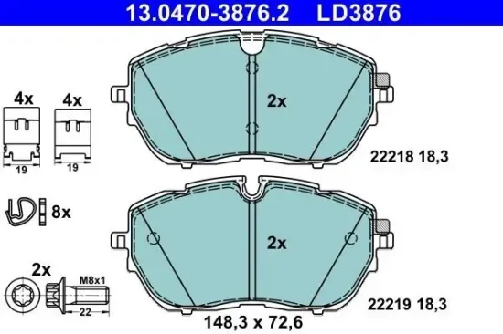 Bremsbelagsatz, Scheibenbremse ATE 13.0470-3876.2 Bild Bremsbelagsatz, Scheibenbremse ATE 13.0470-3876.2