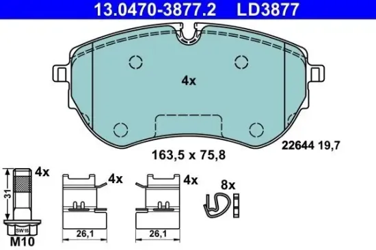 Bremsbelagsatz, Scheibenbremse ATE 13.0470-3877.2 Bild Bremsbelagsatz, Scheibenbremse ATE 13.0470-3877.2