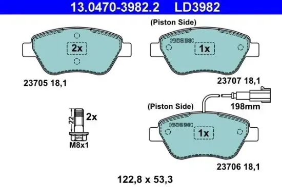 Bremsbelagsatz, Scheibenbremse ATE 13.0470-3982.2 Bild Bremsbelagsatz, Scheibenbremse ATE 13.0470-3982.2