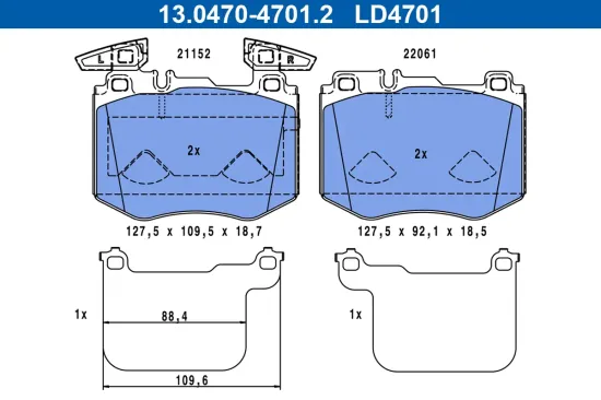 Bremsbelagsatz, Scheibenbremse ATE 13.0470-4701.2 Bild Bremsbelagsatz, Scheibenbremse ATE 13.0470-4701.2