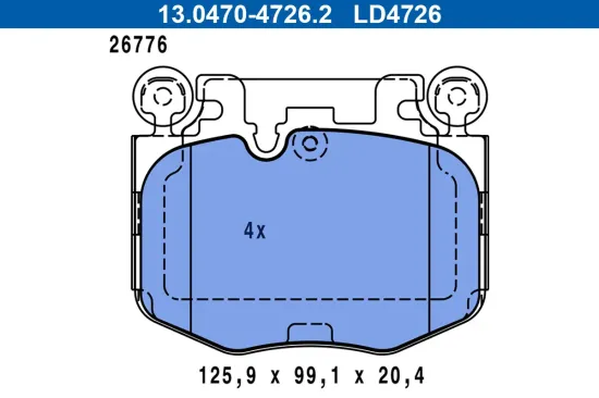 Bremsbelagsatz, Scheibenbremse Vorderachse ATE 13.0470-4726.2 Bild Bremsbelagsatz, Scheibenbremse Vorderachse ATE 13.0470-4726.2