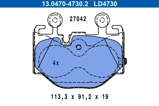 Bremsbelagsatz, Scheibenbremse Vorderachse ATE 13.0470-4730.2 Bild Bremsbelagsatz, Scheibenbremse Vorderachse ATE 13.0470-4730.2