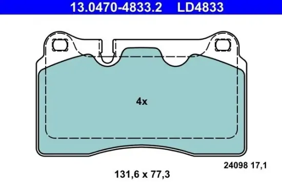 Bremsbelagsatz, Scheibenbremse ATE 13.0470-4833.2 Bild Bremsbelagsatz, Scheibenbremse ATE 13.0470-4833.2