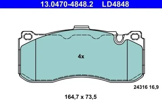 Bremsbelagsatz, Scheibenbremse ATE 13.0470-4848.2 Bild Bremsbelagsatz, Scheibenbremse ATE 13.0470-4848.2