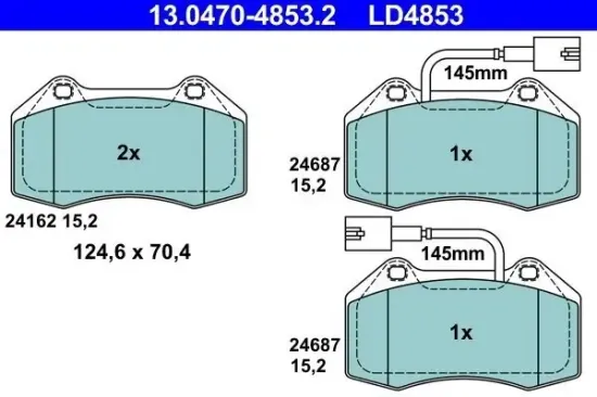 Bremsbelagsatz, Scheibenbremse Vorderachse ATE 13.0470-4853.2 Bild Bremsbelagsatz, Scheibenbremse Vorderachse ATE 13.0470-4853.2