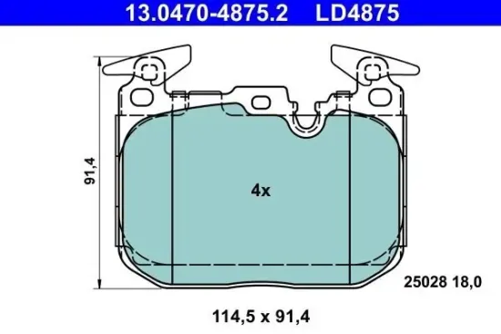 Bremsbelagsatz, Scheibenbremse ATE 13.0470-4875.2 Bild Bremsbelagsatz, Scheibenbremse ATE 13.0470-4875.2