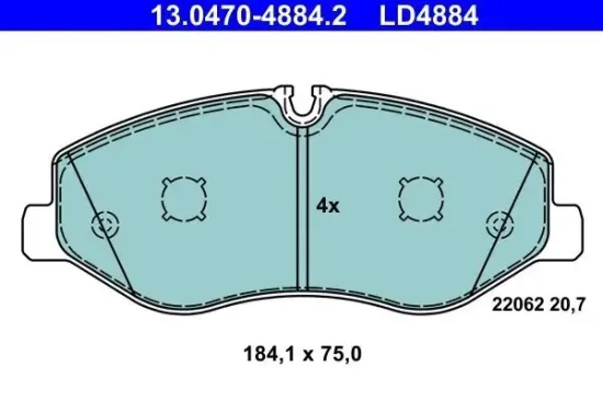 Bremsbelagsatz, Scheibenbremse ATE 13.0470-4884.2 Bild Bremsbelagsatz, Scheibenbremse ATE 13.0470-4884.2