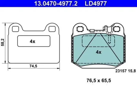 Bremsbelagsatz, Scheibenbremse ATE 13.0470-4977.2 Bild Bremsbelagsatz, Scheibenbremse ATE 13.0470-4977.2