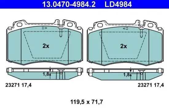 Bremsbelagsatz, Scheibenbremse ATE 13.0470-4984.2 Bild Bremsbelagsatz, Scheibenbremse ATE 13.0470-4984.2