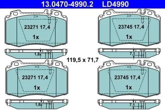 Bremsbelagsatz, Scheibenbremse ATE 13.0470-4990.2 Bild Bremsbelagsatz, Scheibenbremse ATE 13.0470-4990.2