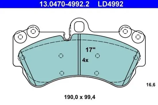 Bremsbelagsatz, Scheibenbremse ATE 13.0470-4992.2 Bild Bremsbelagsatz, Scheibenbremse ATE 13.0470-4992.2