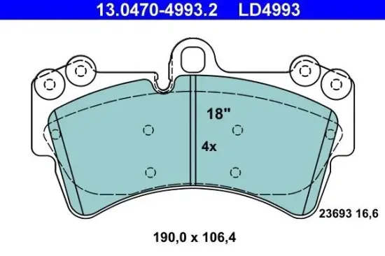 Bremsbelagsatz, Scheibenbremse ATE 13.0470-4993.2 Bild Bremsbelagsatz, Scheibenbremse ATE 13.0470-4993.2