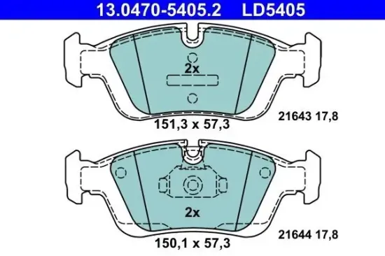 Bremsbelagsatz, Scheibenbremse Vorderachse ATE 13.0470-5405.2 Bild Bremsbelagsatz, Scheibenbremse Vorderachse ATE 13.0470-5405.2