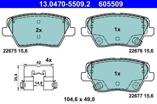 Bremsbelagsatz, Scheibenbremse ATE 13.0470-5509.2 Bild Bremsbelagsatz, Scheibenbremse ATE 13.0470-5509.2