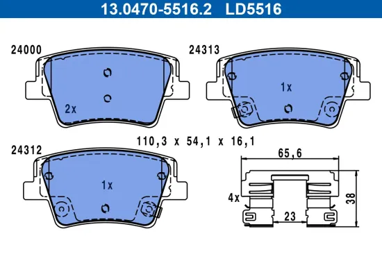 Bremsbelagsatz, Scheibenbremse ATE 13.0470-5516.2 Bild Bremsbelagsatz, Scheibenbremse ATE 13.0470-5516.2