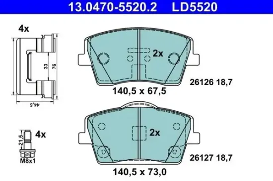 Bremsbelagsatz, Scheibenbremse ATE 13.0470-5520.2 Bild Bremsbelagsatz, Scheibenbremse ATE 13.0470-5520.2