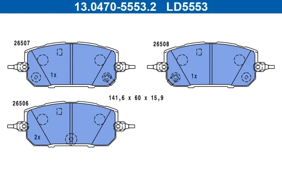 Bremsbelagsatz, Scheibenbremse Vorderachse ATE 13.0470-5553.2 Bild Bremsbelagsatz, Scheibenbremse Vorderachse ATE 13.0470-5553.2