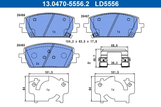 Bremsbelagsatz, Scheibenbremse ATE 13.0470-5556.2 Bild Bremsbelagsatz, Scheibenbremse ATE 13.0470-5556.2