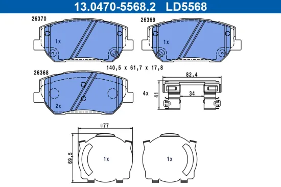 Bremsbelagsatz, Scheibenbremse Vorderachse ATE 13.0470-5568.2 Bild Bremsbelagsatz, Scheibenbremse Vorderachse ATE 13.0470-5568.2