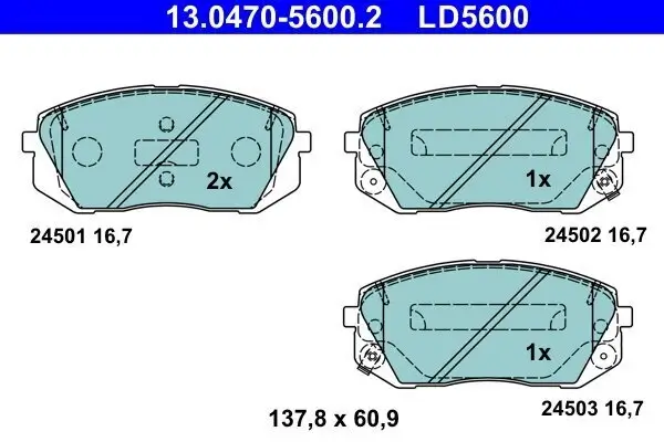 Bremsbelagsatz, Scheibenbremse ATE 13.0470-5600.2