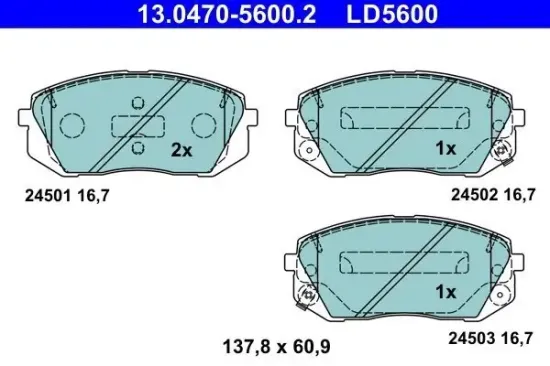 Bremsbelagsatz, Scheibenbremse ATE 13.0470-5600.2 Bild Bremsbelagsatz, Scheibenbremse ATE 13.0470-5600.2