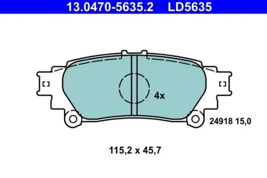 Bremsbelagsatz, Scheibenbremse Hinterachse ATE 13.0470-5635.2 Bild Bremsbelagsatz, Scheibenbremse Hinterachse ATE 13.0470-5635.2