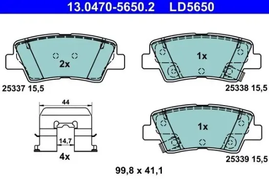 Bremsbelagsatz, Scheibenbremse ATE 13.0470-5650.2 Bild Bremsbelagsatz, Scheibenbremse ATE 13.0470-5650.2