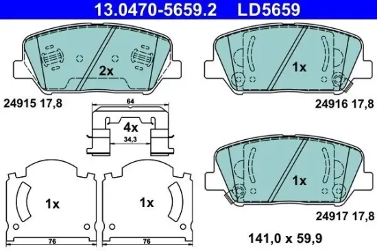 Bremsbelagsatz, Scheibenbremse ATE 13.0470-5659.2 Bild Bremsbelagsatz, Scheibenbremse ATE 13.0470-5659.2