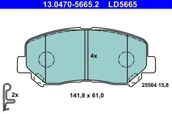 Bremsbelagsatz, Scheibenbremse Vorderachse ATE 13.0470-5665.2 Bild Bremsbelagsatz, Scheibenbremse Vorderachse ATE 13.0470-5665.2