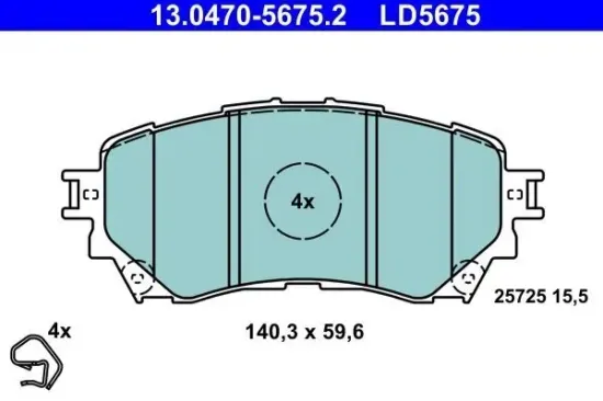 Bremsbelagsatz, Scheibenbremse Vorderachse ATE 13.0470-5675.2 Bild Bremsbelagsatz, Scheibenbremse Vorderachse ATE 13.0470-5675.2