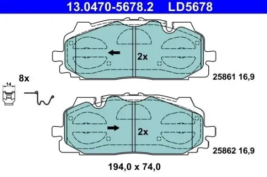 Bremsbelagsatz, Scheibenbremse ATE 13.0470-5678.2 Bild Bremsbelagsatz, Scheibenbremse ATE 13.0470-5678.2