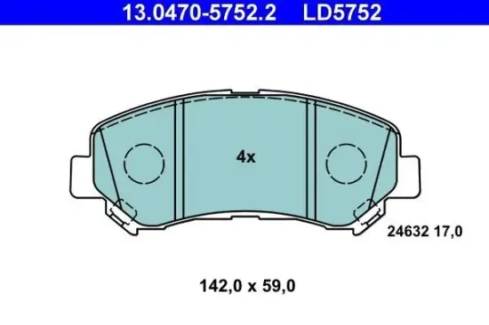 Bremsbelagsatz, Scheibenbremse Vorderachse ATE 13.0470-5752.2 Bild Bremsbelagsatz, Scheibenbremse Vorderachse ATE 13.0470-5752.2