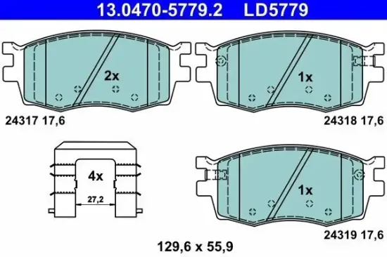 Bremsbelagsatz, Scheibenbremse ATE 13.0470-5779.2 Bild Bremsbelagsatz, Scheibenbremse ATE 13.0470-5779.2