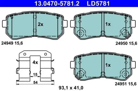 Bremsbelagsatz, Scheibenbremse ATE 13.0470-5781.2 Bild Bremsbelagsatz, Scheibenbremse ATE 13.0470-5781.2